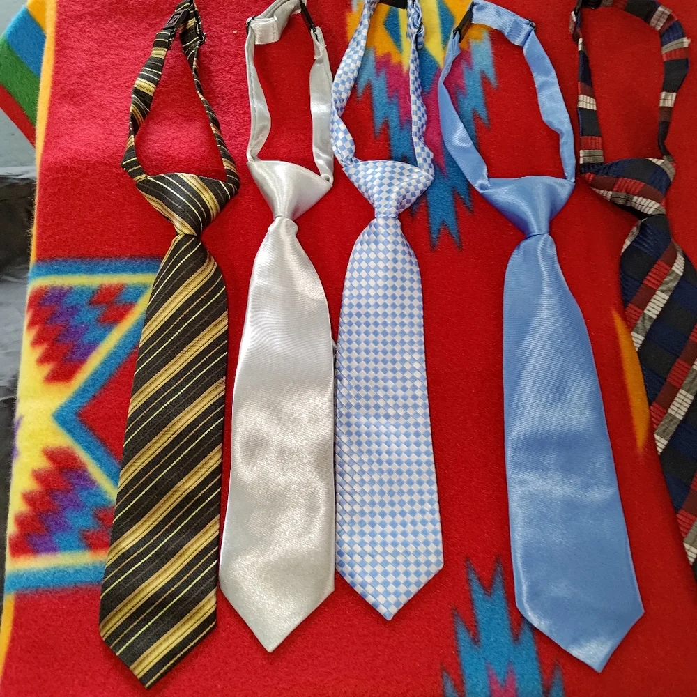 kilofly Pre-tied Adjustable Zipper Tie Kids Boys Baby Necktie Value Set of 5